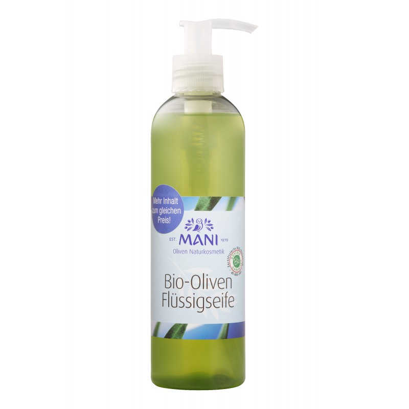 MANI Organic Olive Liquid Soap, 250 ml dispenser