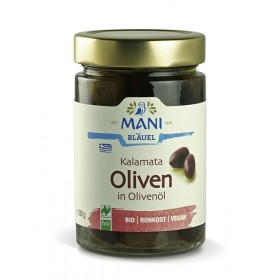 MANI Organic Kalamata Olives in Olive Oil, NL Fair, 280g jar